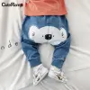 Calça calças jeans de desenho animado de bebê mola roupas de bebê meninos meninas calças jeans infantil garotas calças pp calça para pantalone recém -nascido