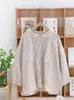 Women's Blouses 2024 Spring Japanese Sweet Knit Hollow-Out Doll Collar Loose Cotton Linen Plaid Long-Sleeved Shirt