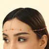 Clips de cheveux Cxwind Chaîne de couvre-chefs exquise décorée de cordes d'agate rouge de la princesse bohème la donne à votre bien-aimé