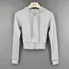 Korta hoodies kvinnor solid tröjor tracksuit långärmad kvinnlig skörd topp mode harajuku casual blixtlås upp hoodies jacka 240327