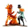 15cm One Piece Stampede Movie Op Brotherhood Flame Sabo Ace Figure Kid Model Toys Anime Figurals Brinquedos