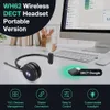 Trådlöst headset med mikrofon - Ultra Portable DECT -headset, team Zoom Certified Office -hörlurar med brusreducerande mikrofon för dator PC -bärbar dator VOIP