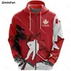 Kanada Maple Leaf Hockey 3D över hela tryckta hoodie män huva pullover jacka kappa tröja unisex outwear kvinnlig avslappnad topp