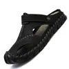 2024 Sandals Summer Men Leather Classic Shoes Slippers Soft Roman Moving Outdoor Walking Footwear V