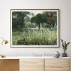 Summer Landscape Vintage Oil Painting Canvas Poster Spring Neutral Gallery Wall Art Print Retro Green Tone Farmhouse Wall Decor