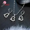 Orecchini di collana impostati chiari Crystal Wedding Party Accessorio Accessorio 925 Set di orecchini in argento sterling Regali a forma di cuore