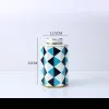 Ceramic Hexagonal Bottle Black and White Grid Ceramic Pot Piggy Bank moderne Minimaliste Vase Vase Vase Porch Home Office Decoration