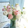 Decorative Flowers Wedding Artificial Rose Decorations Living Room Pink Simulated Flower Bouquets