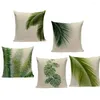 Plantas tropicais de travesseiro de palmeira árvore de palmeira tampa decorativa de linho de linho de algodão folhas de folha verde