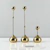 Candlers 3PCS Metal Holder Simple Golden Wedden Device Decoration Bar Party Room Home