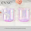 CVNC 7-calowa alchemia Clear Quartz Crystal Singing Bowl Purple z kosmicznym światłem do uzdrawiania dźwięku za pomocą darmowego młotka i o-ring