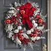 Dekorativa blommor Röda julkrans Dörrar Flower Garland Rotting för ytterdörrhängande år Supplie Xmas Ornament Guirnalda Navidad