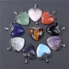 Vintage Heart Shape Stone Pendant Amethysts Lapis Lazuli Quartzs Charms For Jewelry Making Earrings Necklace Handmade DIY 2PCS