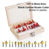 15pc / set Woodworking Wood Forning Cutter Bits 1/4 '' 6.35 mm 8 mm Vistir