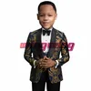 Costume garçons gold veste imprimement pantalon gilet noix de nœud quatre pack marin smoking formelle de haute qualité Blazer pour les enfants