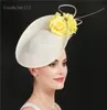 Stingy Brim Hats Gorgeous Women Big Headpiece Formal Dress Wedding Fedora Cap Flower Fashion Fasinator Hat Handgjorda tillfälle Milli4686550