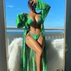 Yüzme Takımı Kadınlar Bölünmüş Üç Parçalı Set Uzun Kollu Instagram Örtüsü Kırmızı Tie Bikini