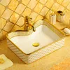 Keramische Waschbecken golden rechteckig Waschbecken Badezimmer Gerichte moderne Küchenmöbel Einfache Badezimmerschalter Becken