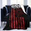 1pc Slipknot Print Flannel Blanket, Soft Warm Throw Nap Couch Sofa Office Bed Camping Travel, Multi-purpose Gift Blanket for All Season