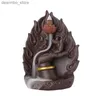 Arts and Crafts Buddha Hand Purple Clay Handicrafts Backflow Incense Burner Stick Holder Home Decor Lotus Censer Use In Home Teahouse Ornament L49