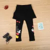 Hosenmädchen süße Rockhose Frühlings- und Herbst -Cartoon -Prinzessin Rock Baby Mädchen graue schwarze Hosen Spitze Culottes warme Leggings Kleidung