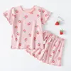 Summer Girls Pijama Setler Kısa Kollu Gömlekler+Şort Giysileri Setler Çocuk Skale Çocukları İç çamaşırı Yürümeye Başlayan Yürümeye Başlayan Gece