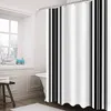 Tiras negras cortina de ducha impermeable tela de baño cortinas de ducha de poliéster cortina de decoración de baño