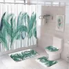 Rideaux de douche feuilles vert imprimer rideau de plante tropicale Palme Palme salle de bain antidérapante tapis de toilette tapis de toilette