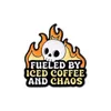アイスコーヒーと良い雰囲気エナメルピン漫画テレビスカル炎の形状ブローチかわいいコーヒー豆のラペルバッジ服