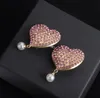 Classic Designer Pearl Dangle Earring beroemd merk Diamond liefde hart oorbellen vrouwen oorclip 18K vergulde hoogwaardige sieradenliefhebbers cadeau