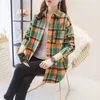 Blouses Shirts voor dames Brand Womens Flanel Plaid Shirts 2023 Nieuwe dames Tops Exquise Designer Style Loose Blouses Casual Cotton Long Sleeve Blouse 240411