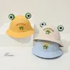 Solid Color Frog Baby Hat Cute Cartoon Ears Fisherman Cap voor peuter boy girl buiten strand zonnebrandcrème kinderen panama zonnebaden