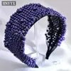 Hair Clips HNNYX Retro Pearl Headband Sparkling Wide Brim Head Piece For Women Korean High Grade Fashion Party Accessory A153-Purple