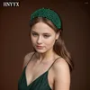 Hair Clips HNNYX Korean Baroque Retro Handmade Beads Fashion Mesh Pearl Headband Women Wedding Broad Head Tiara Gift Accessory A153-Green