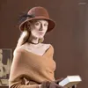 Berets Lady Fedoras Wool Hat Girls Woolen Dome Cap Winter Hats Edition Leisure Fashion Joker Brim A09