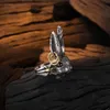 F.I.N.S S925 Pure Sterling Silver Gold Cool Punk Rabbit Retro Retro Old Design Thai Silver Hiphop Rock Rock Dinger Bijoux Accessoires