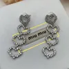 Designer Full Diamond Letter Earrings Miu Vintage Fashion Women's Engagement Party Gift