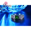 Cluster Rings Classic Wedding Band for Women Micro Stone Rhinestone Paled Finger With Clear Square Green Crystal Silver Jewelry