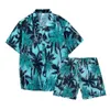 Herren Casual Shirts 2 Stück Hawaiian Outfits Tropical Print Short Sleeve Button Down Shirt und Shorts Set Plus Size S m l xl xxl Drop d ot7t2