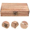 Scatola di stoccaggio in legno rustico con coperchio per gioielli Memorizzatore decorativo Organizzatore Tesoro