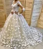 Mariage élégant Dubaï Appliques de papillon robe nuptiale manches longues blanches