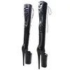 Chaussures de danse Auman Ale 23cm / 9Inches Matte noir Pu Upper Sexy Exotic High Talon Platage Party Femmes Boots Pole 072