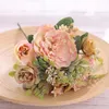 Flores decorativas Autumn Artificial Peony Bride Bouquet Silk Rose Wedding Home Garden Fake Plants Decoração de presente Acessórios