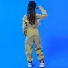 Kinder Teen Ballsaal Hip Hop Kleidung Khaki Hemd Jacke Crop Top Streetwear Cargo Joggerhosen für Mädchen Tanzkostüm Kleidung