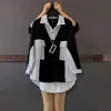 Chemises de chemisiers pour femmes 2024 Fashion coréen Striped Patchwork Shirt Female Casual Long Sleeve Loose Blouse Blouse Womens Vêtements 240411