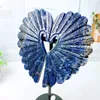 Estatuetas decorativas naturais de pavão de sodalita azul natural asas de escultura com energia de cura de pedra preciosa de pedra decoração de pedra doméstica