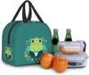 Cute Frog with Big Eyes Print Thermal Lunch Bag Insulated Bento Box Reusable Waterproof Lunch Bag for Office Picnic Hiking Beach