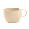 Cups Saucers Environmental Wheat Straw Milk Coffee Cup Biodegradable Breakfast Teacup Mug With Simple Plain Ribbon Handle