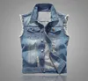 Slim Fit Cowboy Male Jacket Vest Ripped Denim Vest Men039s Jacket ärmlös Casual Waistcoat Mens Jean Coat 5xl8603221