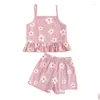 Kleidungssets 2pcs Kleinkind Baby Girls Sommer Kleidung Blumenmuster gekräuselter schläfriger Schlinge